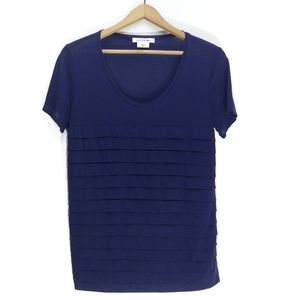 Lacoste | Ruffle Layered Front Light Knit T-Shirt Medium Navy